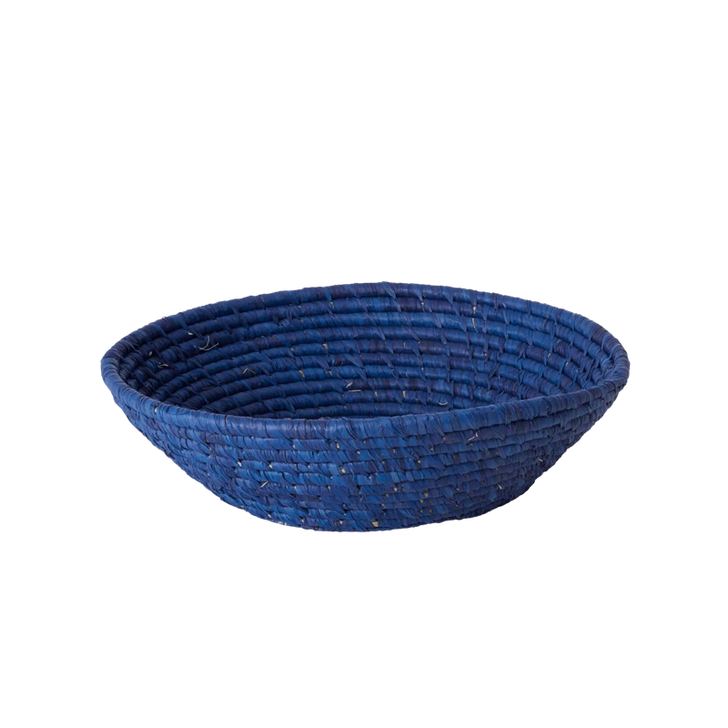 Dark Blue Round Raffia Basket By Rice DK